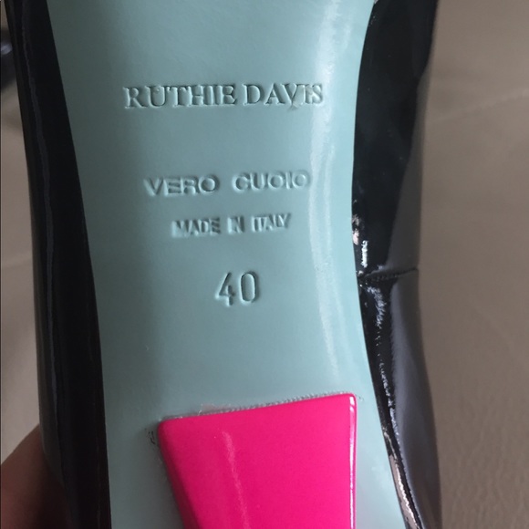 Ruthie Davis Open-Toed Black Pumps Heels 10 Patent - Picture 2 of 8